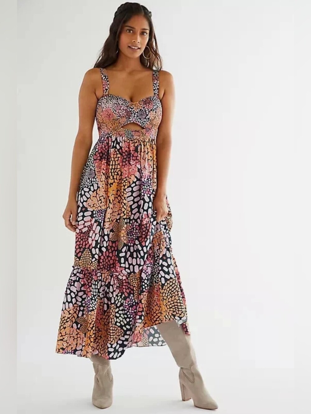 Anthropologie Geisha Designs Smocked Maxi Dress Size Medium